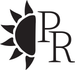 Black logo with sun-like design and 'PR' letters on a white background